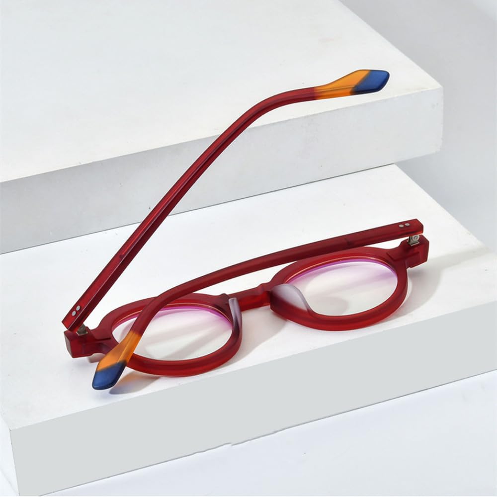 MUTYNE Occhiali da vista in acetato multicolore Montatura da uomo Occhiali da vista rotondi retrò opachi Occhiali da vista da donna