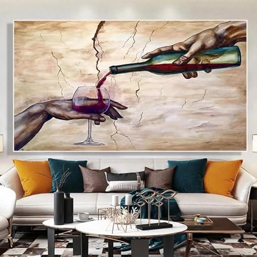 Affiche verre de vin rouge abstrait 50x85cm avec cadre intérieur pour salon