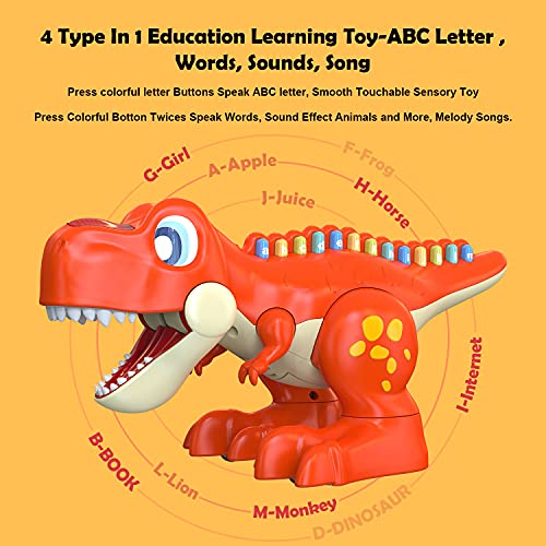 Baby Dinosaur Musical Toys 6-12-18 Months，Toddler Music Dinosaur Toy, Animal Push Toys For Toddlers 1-3, 26 Key Light And Sound Toys #TOP3