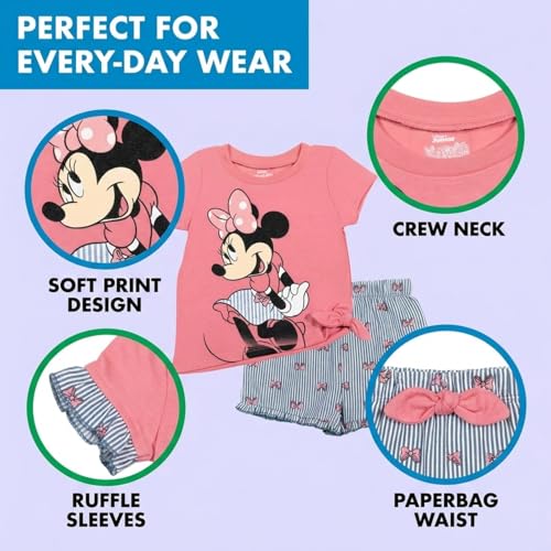 Image of Disney Mickey Mouse & Friends Girls' 2-Piece T-Shirt and Shorts Set for Baby & Kids