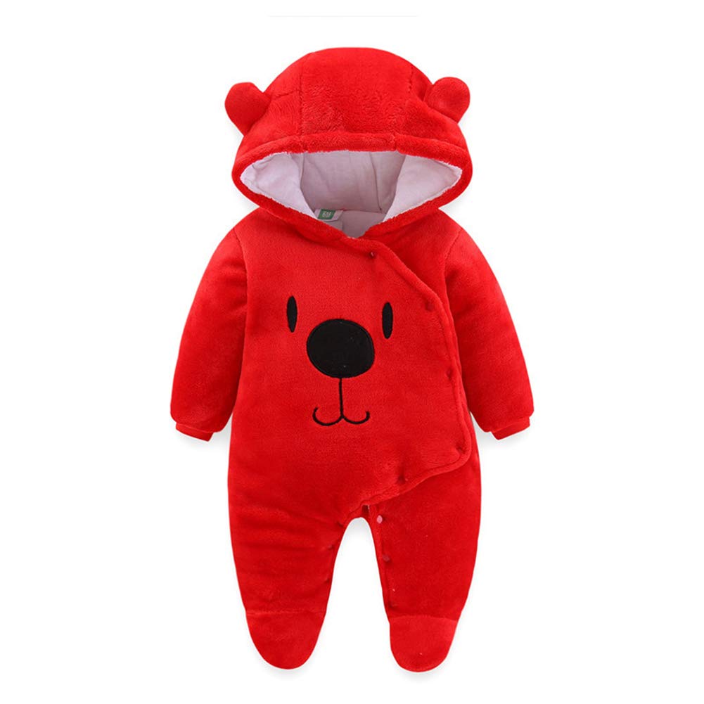 ALLAIBB Newborn Baby Warm Footie Romper Fleece Thick Jumpsuit Winter Outerwear Bear
