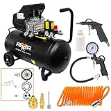 Rexxer Ölkompressor 24L mit 6-tlg. Druckluft Zubehörset – 8 Bar Kompressor...