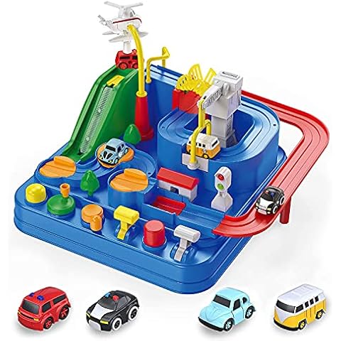 TODARRUN Cars Race Track Toys for Kids 3 4 5 6 7 8 Year Old Boys Girls Gifts,Car Adventure City Rescue Preschool Educational Toys, Vehicle Puzzle Car Track Playsets Cover