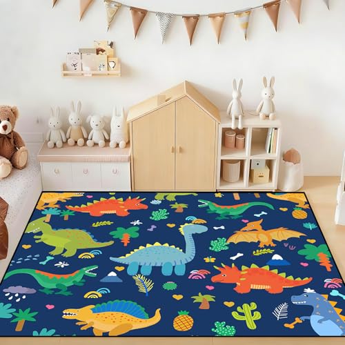 Tapete decorativo infantil con dinosaurios azul 2x3 ft miniatura 6