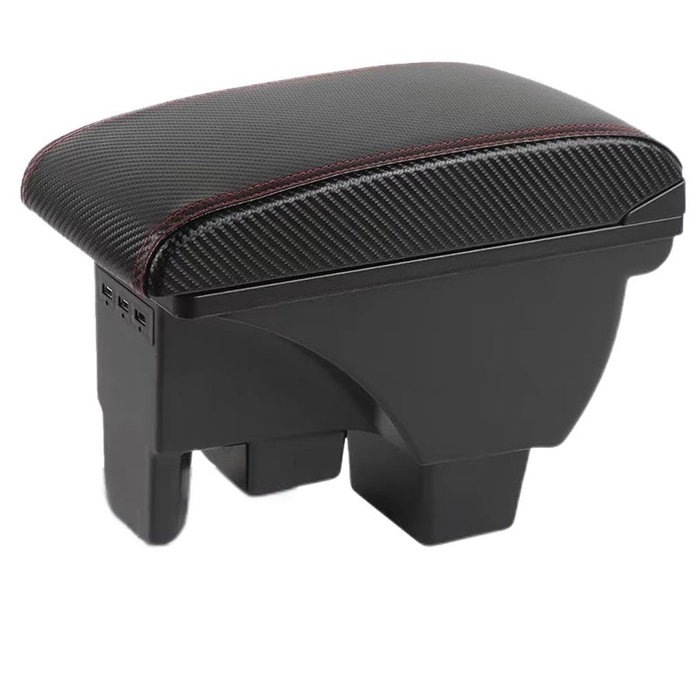FSOZDBBPL For Polo 2019-2024 Car Armrest Box Storage Box Retrofit Parts Interior Parts(C1 Black red leather)