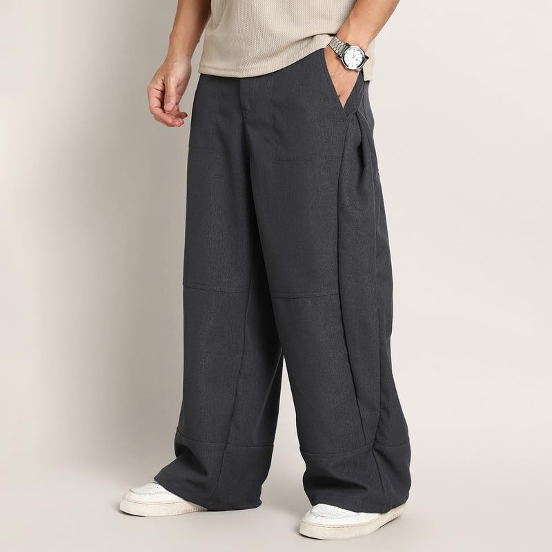 Image of CAHOOT Men's Cargo Trousers for Casual Wear | Mid-Rise | Relaxed Fit | Button Closure | Cargo Pants Crafted with Comfort Fit for Everyday Wear