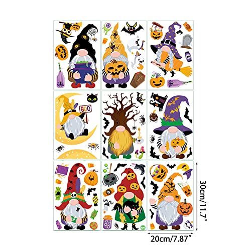 9 Sheets Halloween Window Clings Gnomes Stickers Double Sided Static Window Decal for Wall Glass Halloween Decoration Window Stickers for Kid - Thumbnail 4