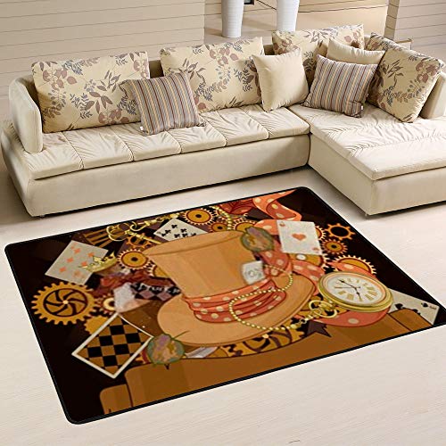Tapis de salon Steampunk isolant en velours corail doux 203x147 - 3