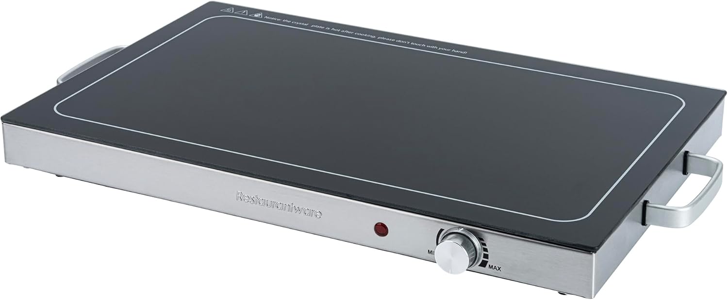 Restaurantware-Kitchen Tek Electric Warming Tray, 1 Food Warmer With Adjustable Temperature Control - Portable, Fast Heating, Stainless Steel Hot Mat For Food, For Parties, Holidays, Entertaining