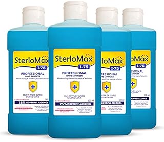 75% Isopropyl Alcohol-based Hand Rub Sanitizer and Disinfectant 500 ml -Pack of 4, Blue