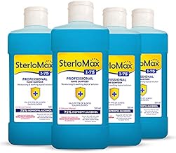 Sterlomax 75% Isopropyl Alcohol-based Hand Rub Sanitizer and Disinfectant 500 ml -Pack of 4, Blue