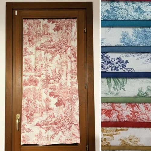 RICAMI FIORENTINI BALDI Rideau en toile de Jouy 100 % coton robuste | Rideau décoratif | Bâche pour fenêtre ou porte-fenêtre - Dimensions personnalisables...