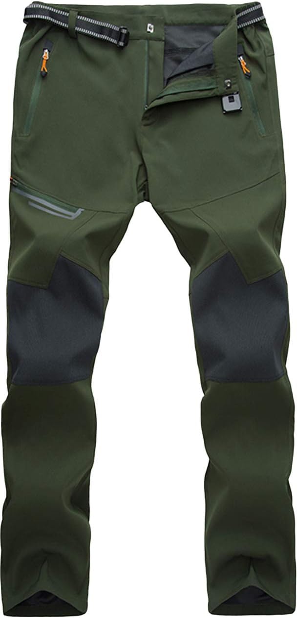 TACVASEN Men’s Waterproof Trousers Outdoor Hiking Work Trousers with Zip Pockets (No Belt)