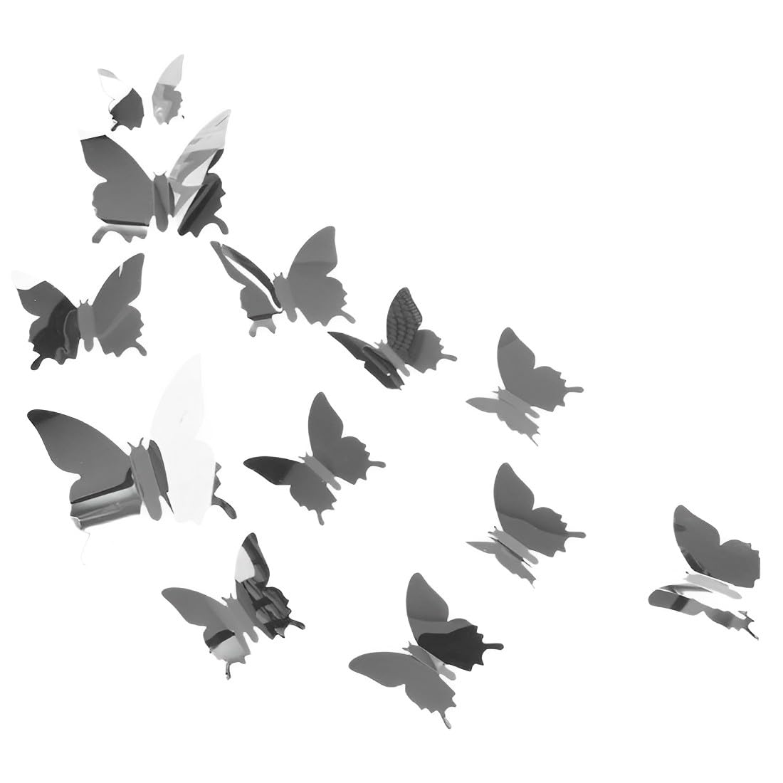 48 piezas 3D pegatinas espejo mariposa pegatinas de pared acrílico tridimensional extraíble pegatinas de pared decoración de la pared para el hogar hotel salón dormitorio cocina