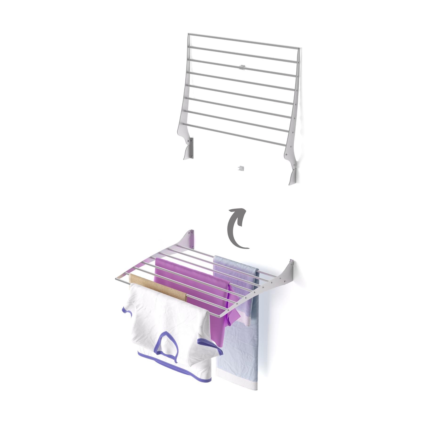 Foxydry Grey - Closing Upwards Fold, Wall Mounted Drying Rack, Vertical Drying Rack, Folding Indoor And Outdoor Aluminium And Steel 60X50x57 Cm (1X, 60 Cm)