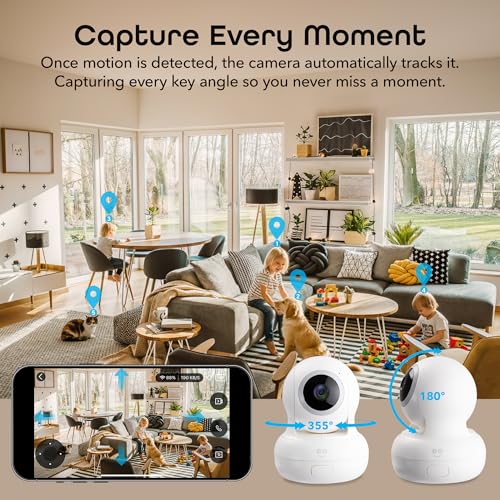 Image of Geeni Sentinel Smart 2K Indoor Security Camera with Auto-Tracking, White | Dual-band 2.4 GHz & 5 GHz Wi-Fi, 2K HD video, app & voice control, motion detection