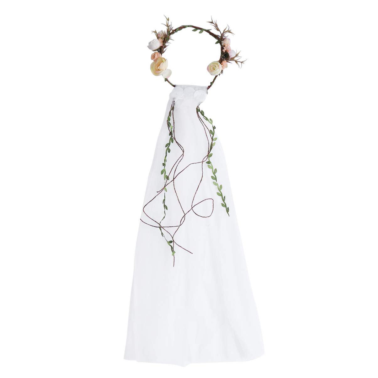 Floral Wreath Bridal Wreath Bridal Tiaras Flower Crown with Veil Head Ornaments Photo Props Bridal Headdress Floral Headpiece Flower Wreath Veil Wedding Flower Headdress Bride