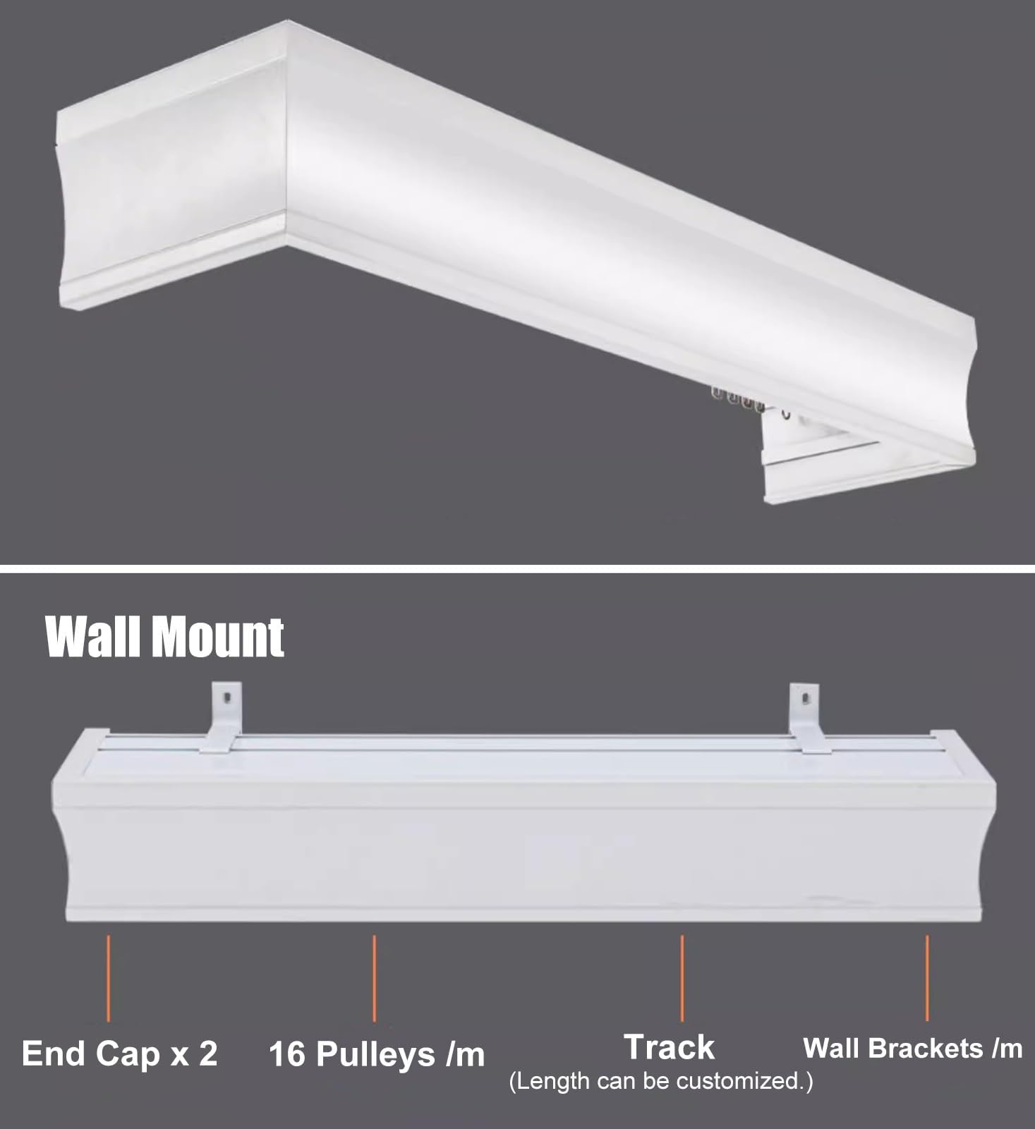 Caja Ain de montaje en pared 2 en 1 con barra de doble pista, elegante divisor de habitación para dormitorios, salas de estar, hoteles y villas, ahorro de espacio, diseño versátil para interiores