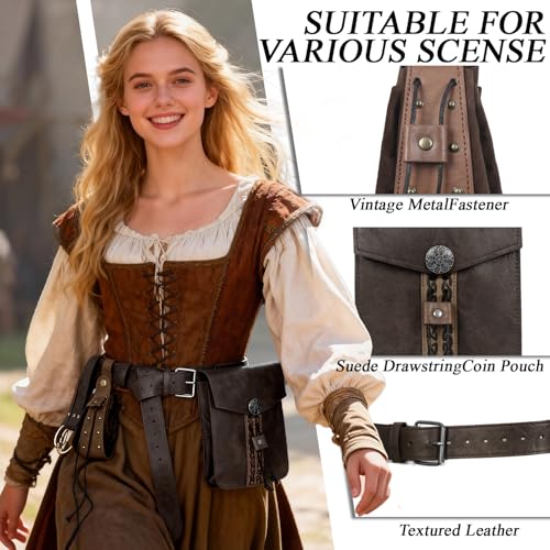Image of Renaissance Pirate Belt Pouch with Coin Purse Skirt Hike Set