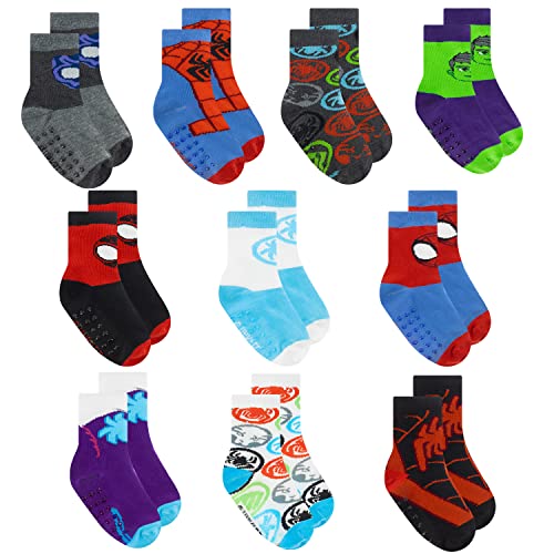 Image of Spiderman Grip Socks, Socks for Toddler Boys, 10 Pack, Spider man Toddler Gripper Socks, Amazing Spiderman Variety Pack
