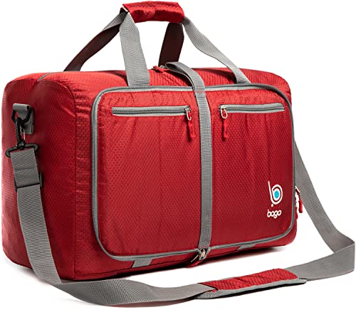 Bago Bolsas de viaje para hombres y mujeres - Bolsa de lona plegable ligera 60L 80L 100L, Rojo -, 40L US