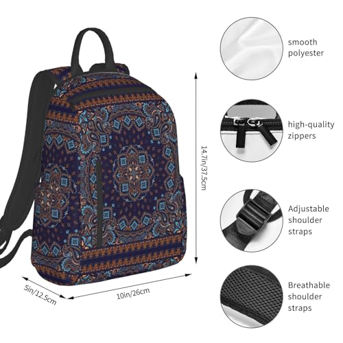 Backpacks for womens mens backpack with bottle side pockets casual daypack travel backpacks (for Traditional Floral Paisley Bandanna Pattern)4