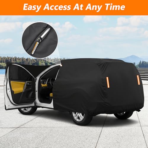 Image of Car Cover for Chevy Equinox 2005-2025 Waterproof PEVA Cotton Lined Outdoor SUV Cover Windproof UV Protection with Door Zipper & Wind Straps All Weather