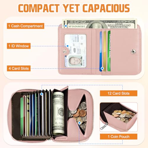Image of HUANLANG Mens Wallet RFID Blocking Multi Card Holder Wallets for Men Bifold Wallet with Zipper Small Men's Leather Wallet