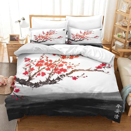 Housse de couette branches fleuries 3D double 200x200 microfibre - 3