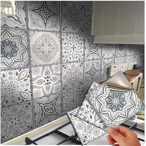 48 Grey Victorian Mosaic Tile Stickers Cover