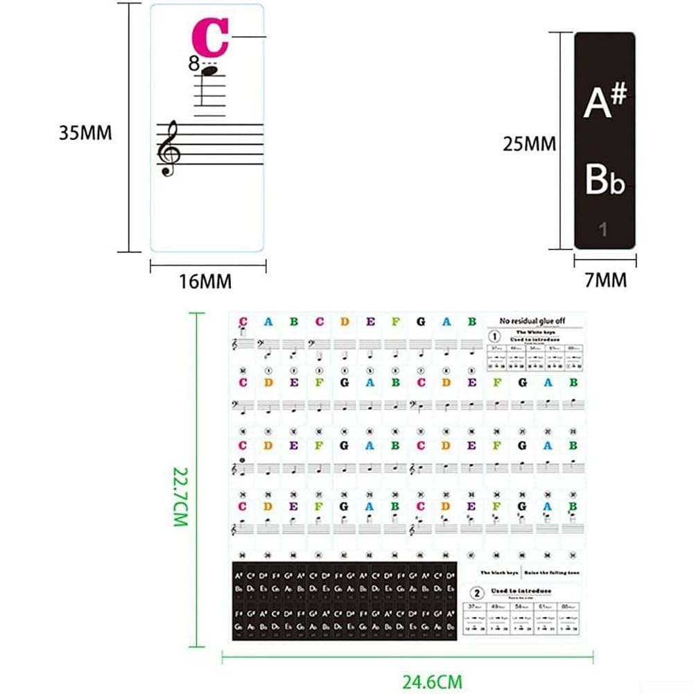 Autocollants pour clavier de piano avec 88/61/54/49/37 touches, faciles à enlever et à apprendre