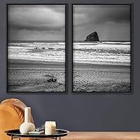 2 Piece Framed Canvas Wall Art Black and White Scenery Canvas Prints Home Artwork Decoration for Living Room,Bedroom - 16