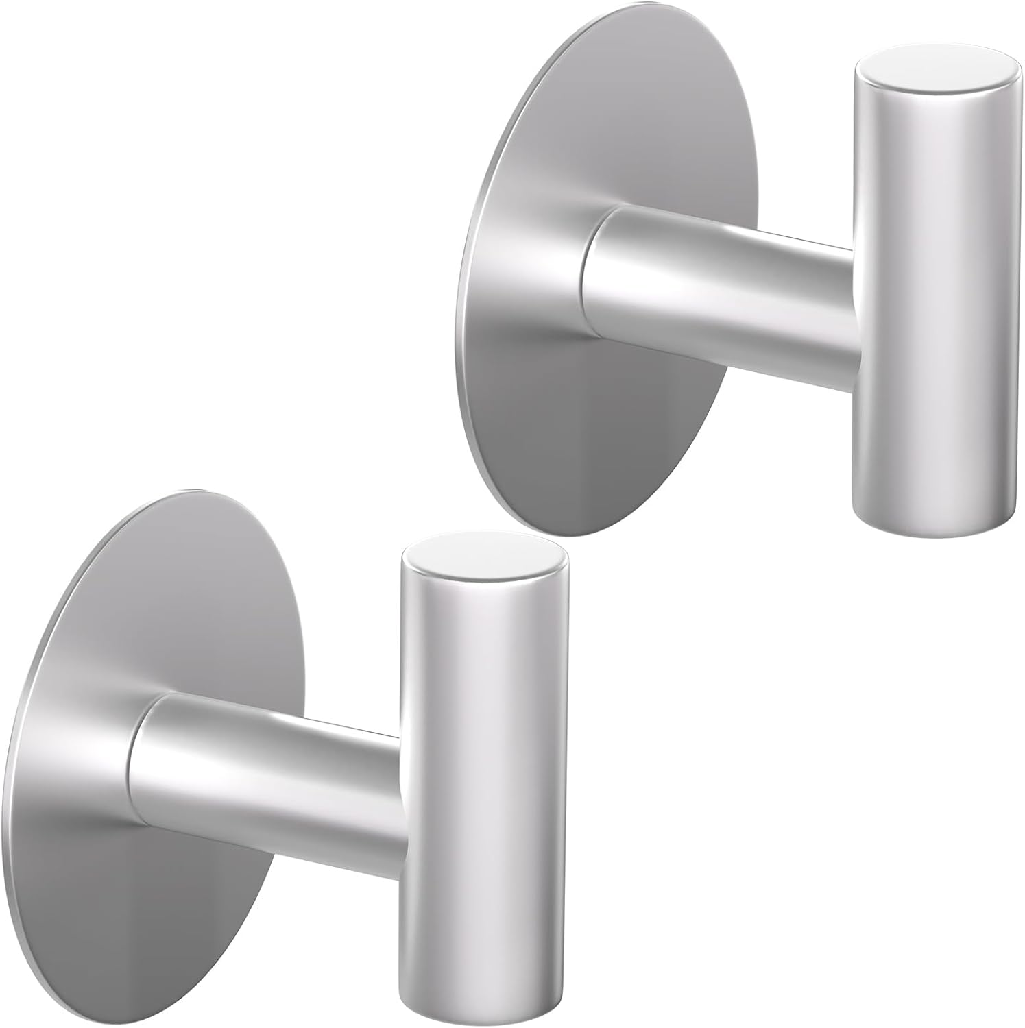 Adhesive Stainless Steel Hooks Without Nails Wall Hooks for Hanging Stick on Door or Wall Coat Hook for Bedroom Bathroom Kitchen Shower Hooks Hold Clothes Storage Wall Mount（2 Pack Silvery ）