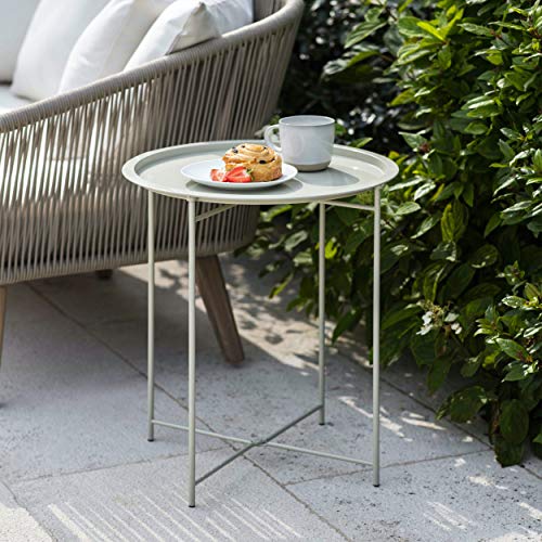 CKB LTD STEEL OUTDOOR BISTRO - Mesa plegable con patas de barra y bandeja extraíble de acero con recubrimiento en polvo de carbón mate, mesa individual para muebles de jardín (arcilla)