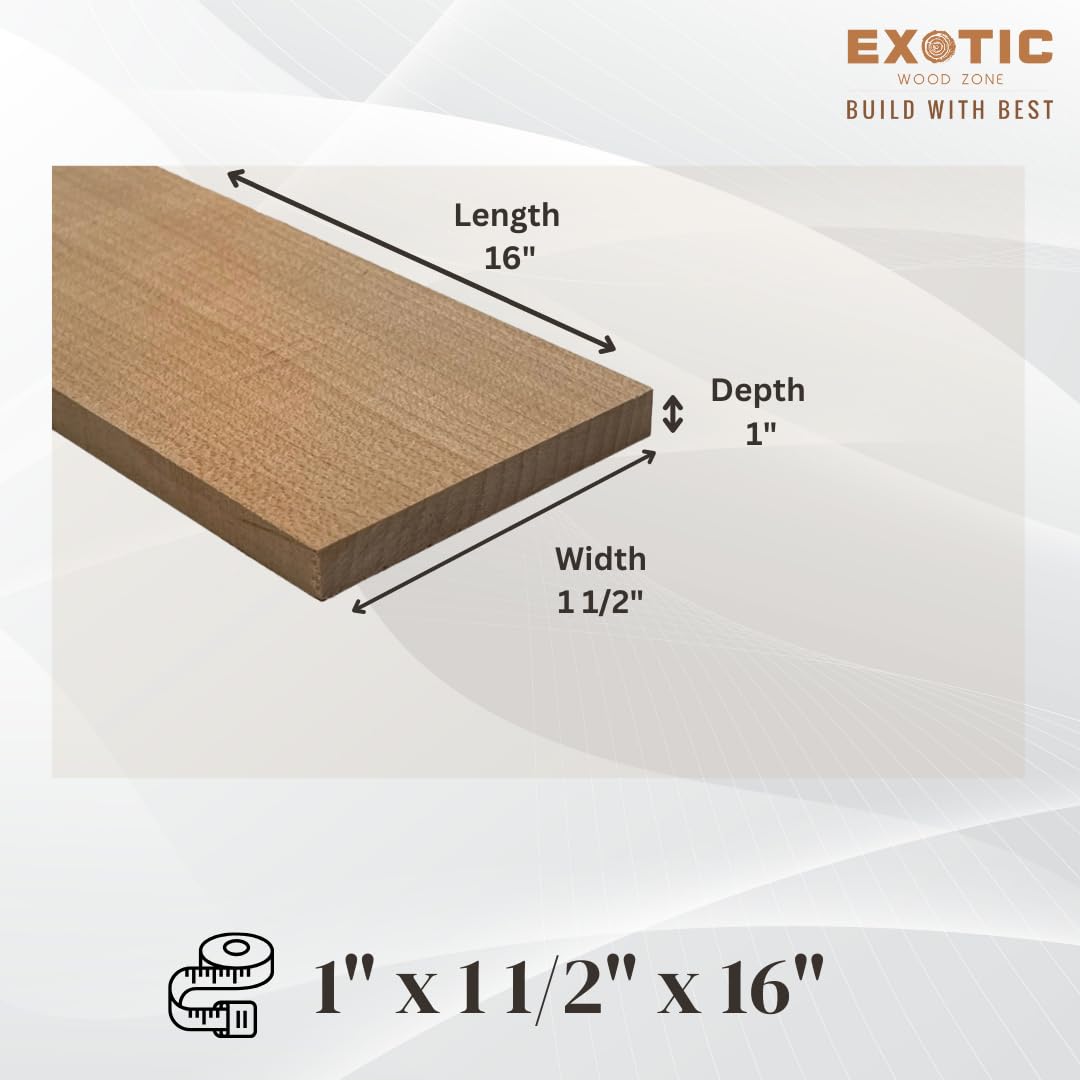 Hard Maple Thin Stock Lumber Boards Wood Crafts 1" x 1 1/2" x 16"