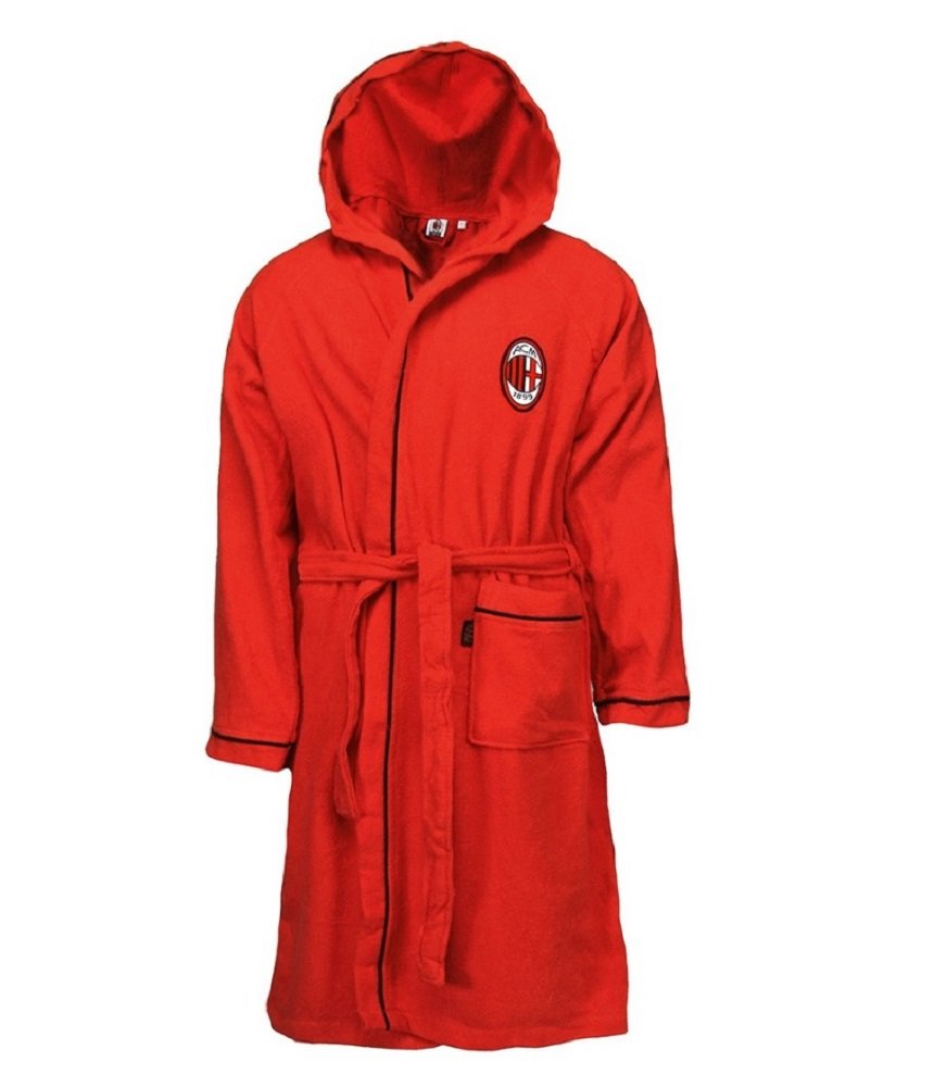Accappatoio Uomo con Cappuccio Milan Calcio *02959 Bagno Piscina Mare-L
