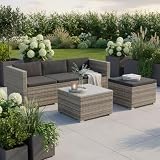 Juskys Gartenmöbel Set M – Punta Cana Polyrattan Lounge Möbel für...