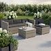 Juskys Gartenmöbel Set M – Punta Cana Polyrattan Lounge Möbel für 3–4 Personen mit Sofa, Sessel, Tisch & Kissen, wetterfeste Balkonmöbel für Garten & Terrasse – Grau-meliert