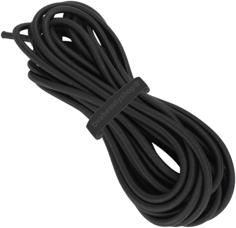 Round Elastic for Making scrunchies, DIY, Tailoring etc. (Black - 14 Meter), Black Color, 14 Meter, Elastic