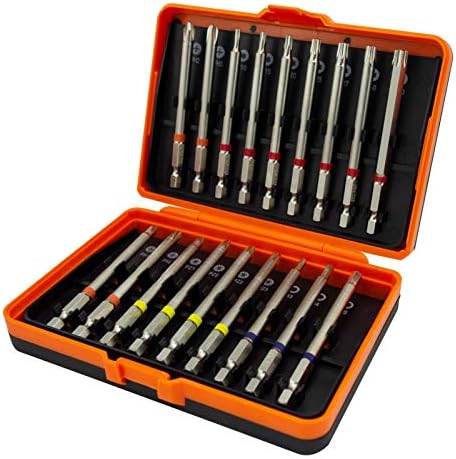 NORTOOLS 18 PCS 90mm CRV Long Screwdriver Bit Set with Hex Shank