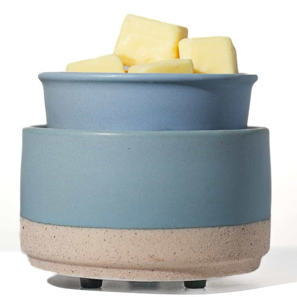 QCYBDGLOV Ceramic Electric Wax Melt Warmer & Cube Oil Melter Cute Small Warmers Aromatherapy for Home Decorative Burner Melts Scented Candle Tart Scent Warm Fragrance Blue Sand