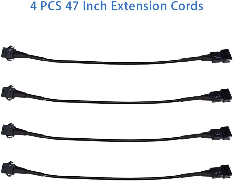 Kingshowstar 4 PCS 47 inch Extension Cords for Use with 5050 LED SMD RGB NEON Accent Kits for LED Motorcycle ATV Car Light Multi-Color Neon Strip