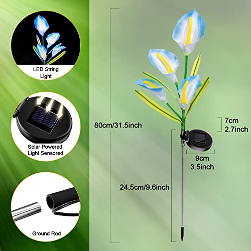Riakrum 12 Pieces Flower Lights With 48 Calla Lily Flowers Outdoor Waterproof Decorative Solar Flowers 7 Multi Color Led Flowers Stake Lamp For Garden Patio Backyard Landscape Lawn #TOP1