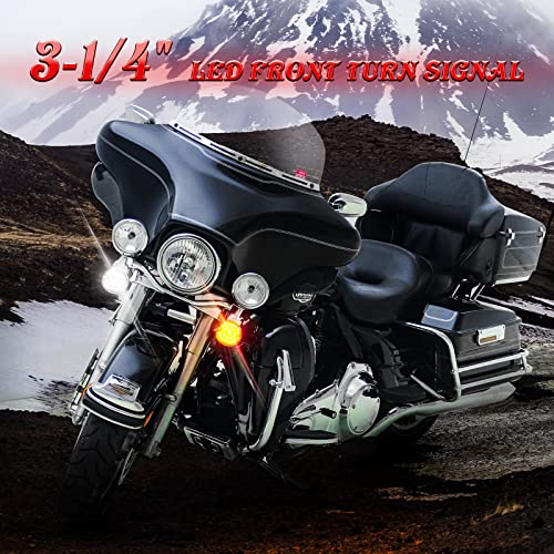 Image of REALOVE 3-1 /4 Inch Front Led Turn Signal 1157 Double Base Amber Lamp Compatible with aley Motorcycle Road Glide Road King Softail Ultra Classic Ultra Limited Electra Glide