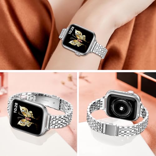 Image of MioHHR Slim Metal Band Compatible with Apple Watch Bands 49 /46 /45 /44 /42mm