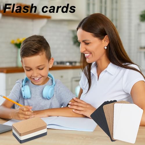 150 Stk Blanko Kraftpapier Karten, Karteikarten, Visitenkarten Papier, Memory Postkarten zum Selbstgestalten für Mitteilungs Gedächtnis, Schwarz/Weiß/Braun