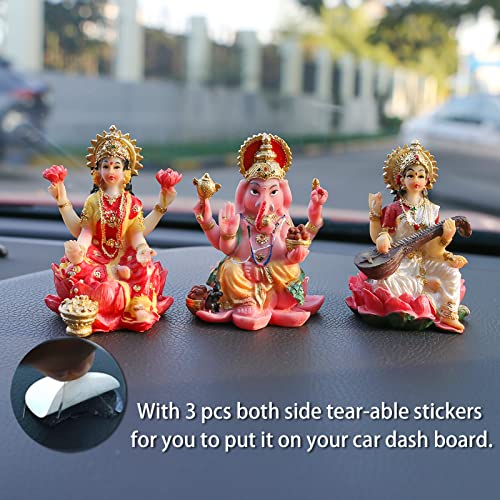Estatuas Laxmi Ganesha Saraswati 2.5 in para Auto miniatura 2
