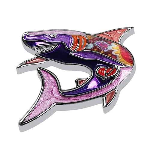 Image of Enamel Shark Brooch Pins Summer Jewelry Zinc Alloy Whale Dolphin Ocean Animals Brooches for Women Girls Gifts Scarf Pin Charms