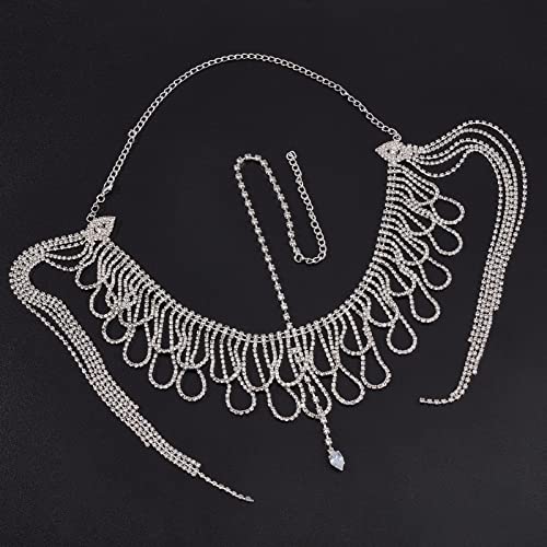 NICENEEDED Corrente de cabeça de strass para testa de zircão, corrente de tiara de noiva, corrente d