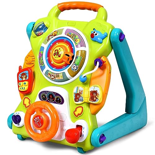 DREAMADE Lauflernwagen Baby mit Aktivitätszentrum, Lauflernhilfe mit Magnetischer Maltafel, Musik und Lichtern, Baby Spielzeug ab 9 Monate für Mädchen und Jungs, Bunt